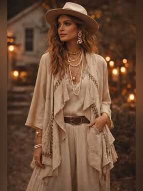 NWT Young Threads Embroidered Boho Kimono Cardigan